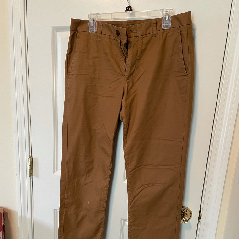 Bonobos Slim Fit Flannel-Lined Chinos - Chestnut - 33 Waist 32 Length
